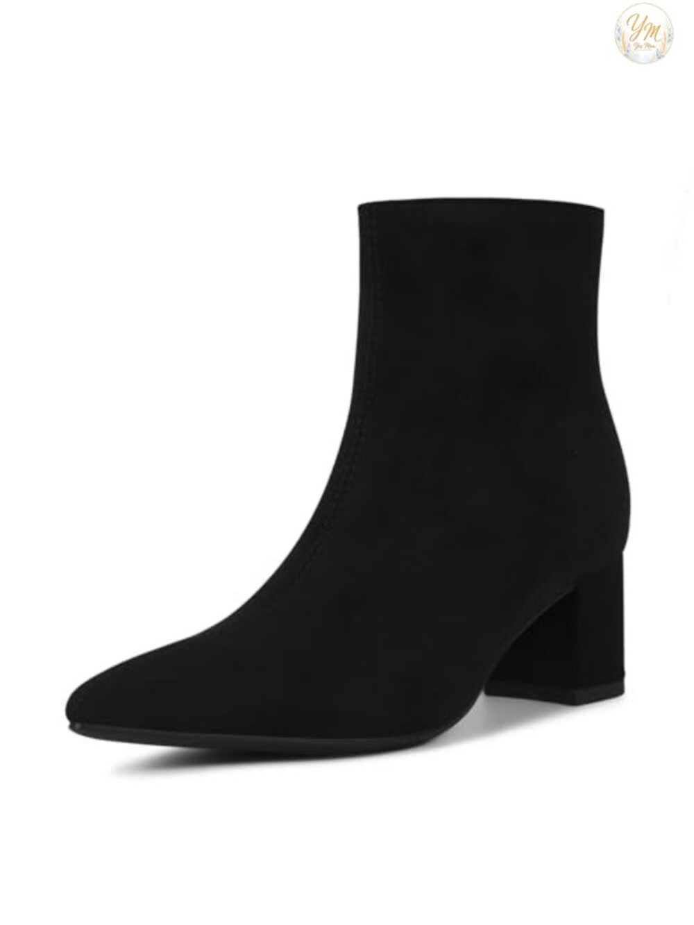 Women's Pointed Toe Ankle Boot Pointed Block Heel Matte Leather Bootie